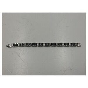 Men's Stainless Steel & Black Link Bracelet Industrial Style 8.5 Inch